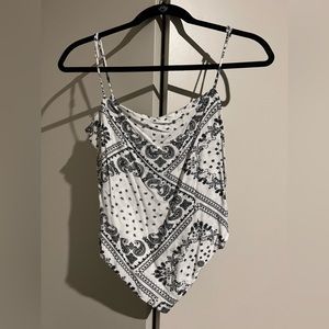 White & Black Bandana Top